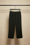 Women's Black Textured Elastic Waist Wide Leg Trousers