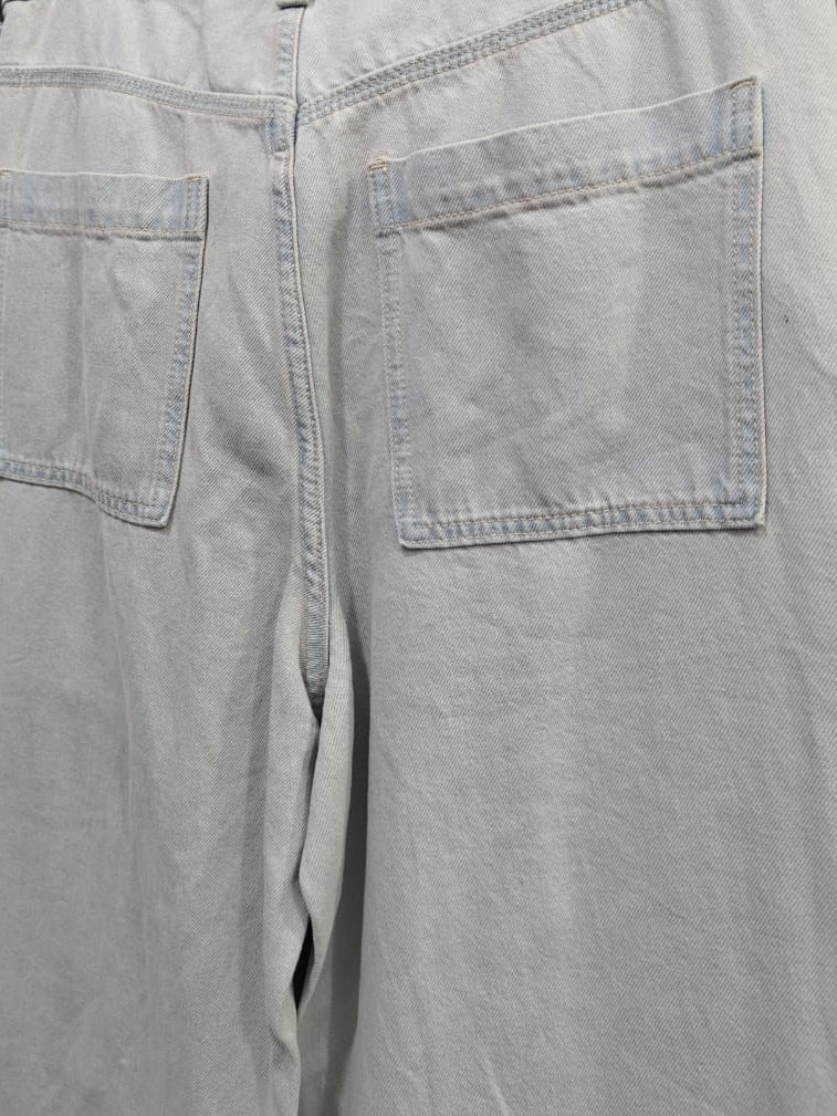 DIVIDED H&M Women's Light Blue Washed Denim Wide Leg Cargo Jeans