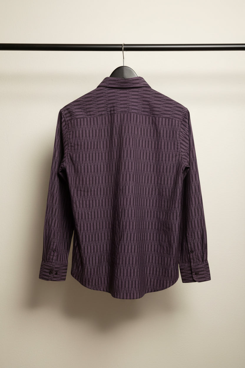 BEGINS Men's Purple Printed Long Sleeve Casual Shirt