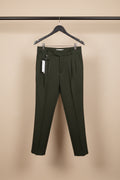 Men's Dark Green Skinny Fit Trousers with Belt Detail
