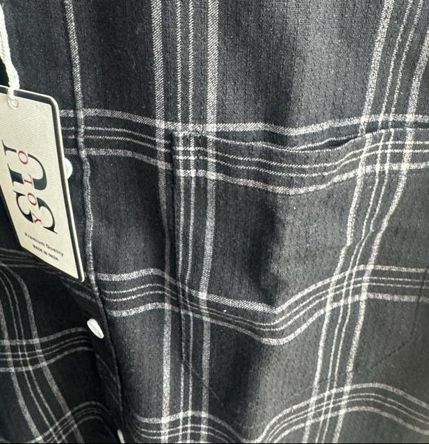 Men's Black Plaid Slim Fit Long Sleeve Casual Shirt