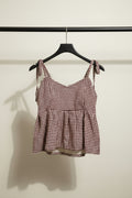 Women's Maroon & Off-White Geometric Print Tie-Shoulder Sleeveless Top