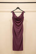 Women's Maroon Ruched Sweetheart Neck Maxi Dress