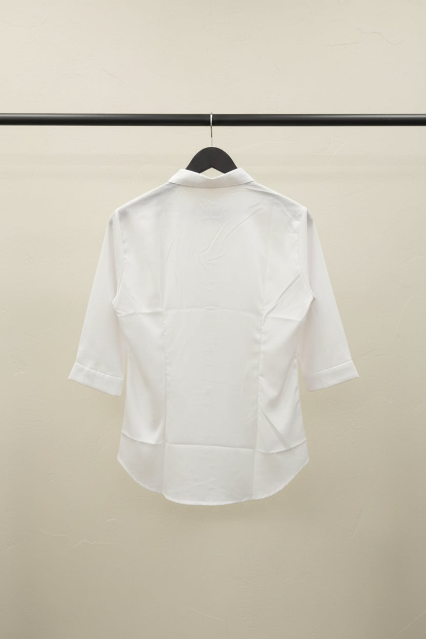 ADDA Women's White 3/4 Sleeve Collared Shirt