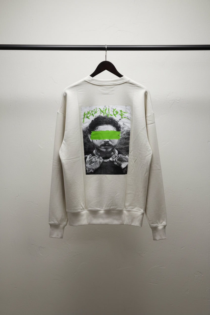 Cream Graphic Print Crewneck Sweatshirt