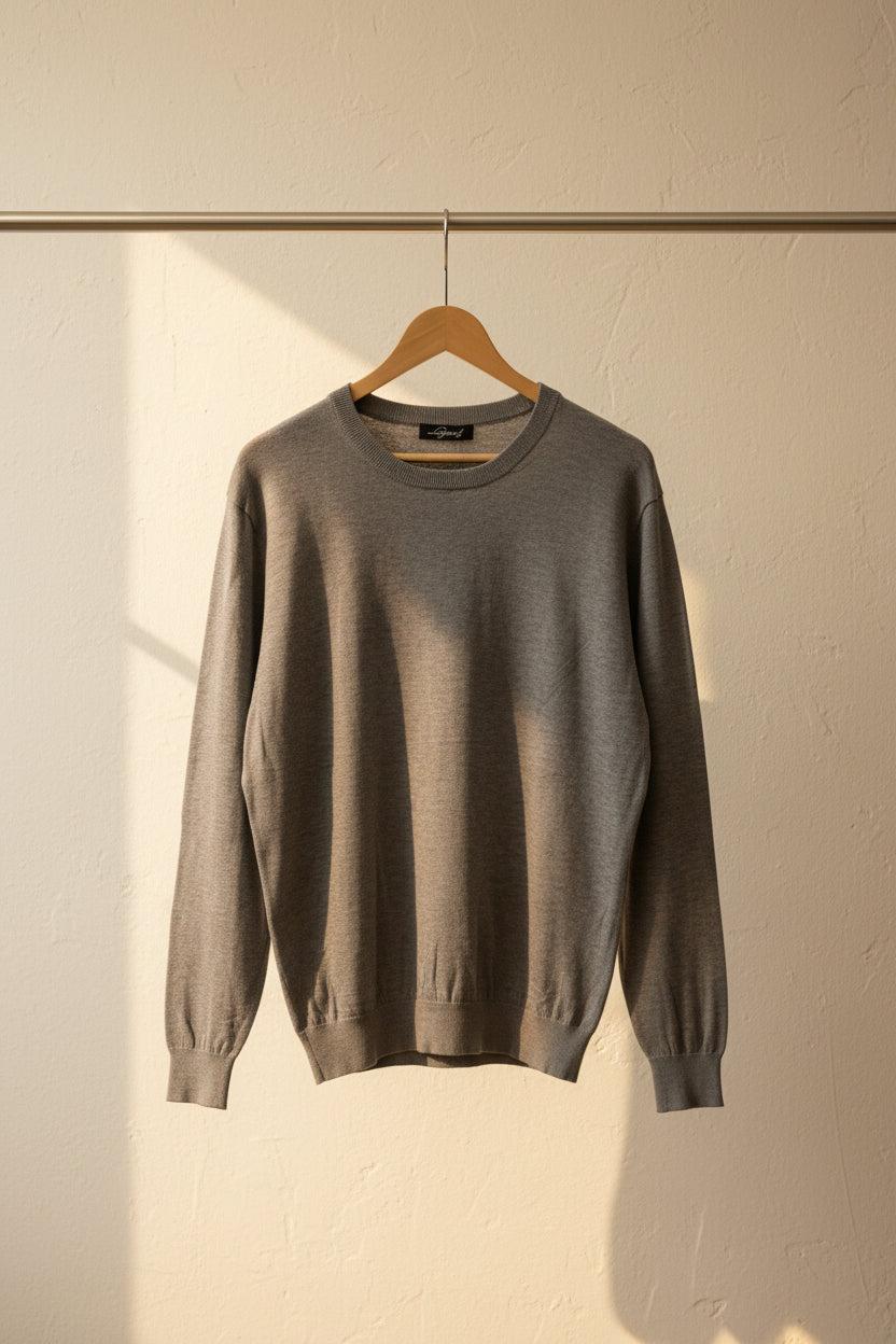 Legend Men's Grey Long Sleeve Crew Neck Sweater
