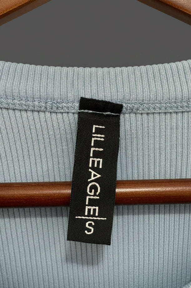 LILLEAGLE Light Blue Ribbed Crop Top Shrug