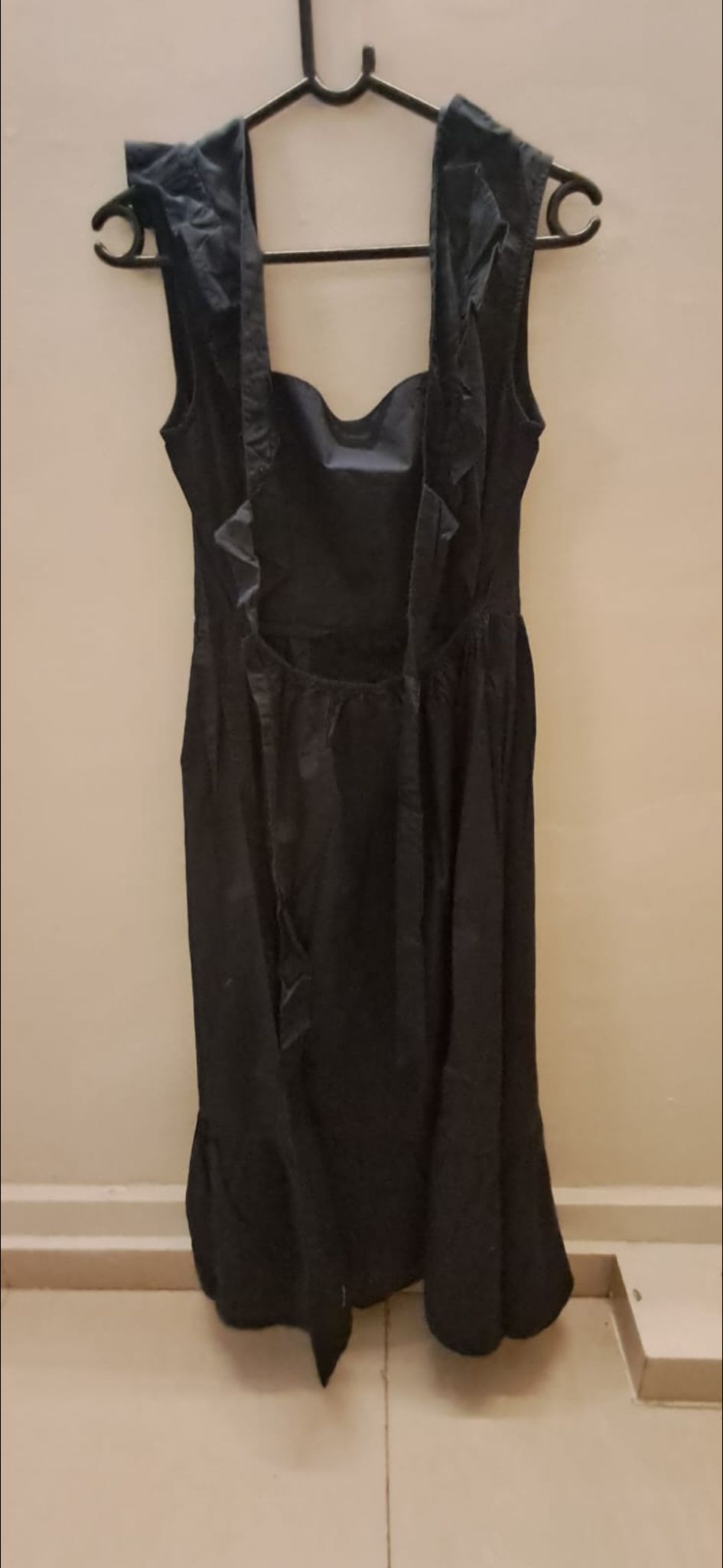 Black Ruffled Sleeveless Midi Dress by The Label