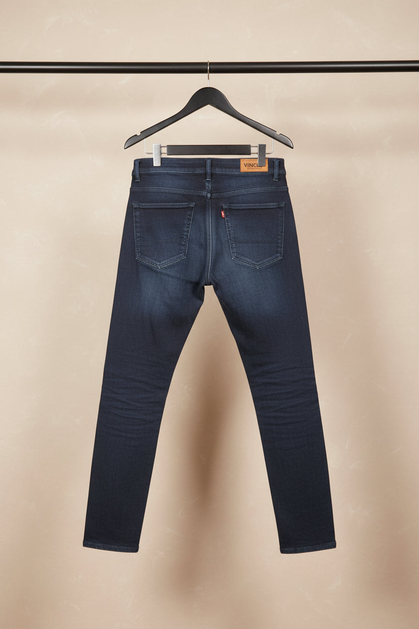 VINCHY Men's Washed Grey Slim Fit Denim Jeans