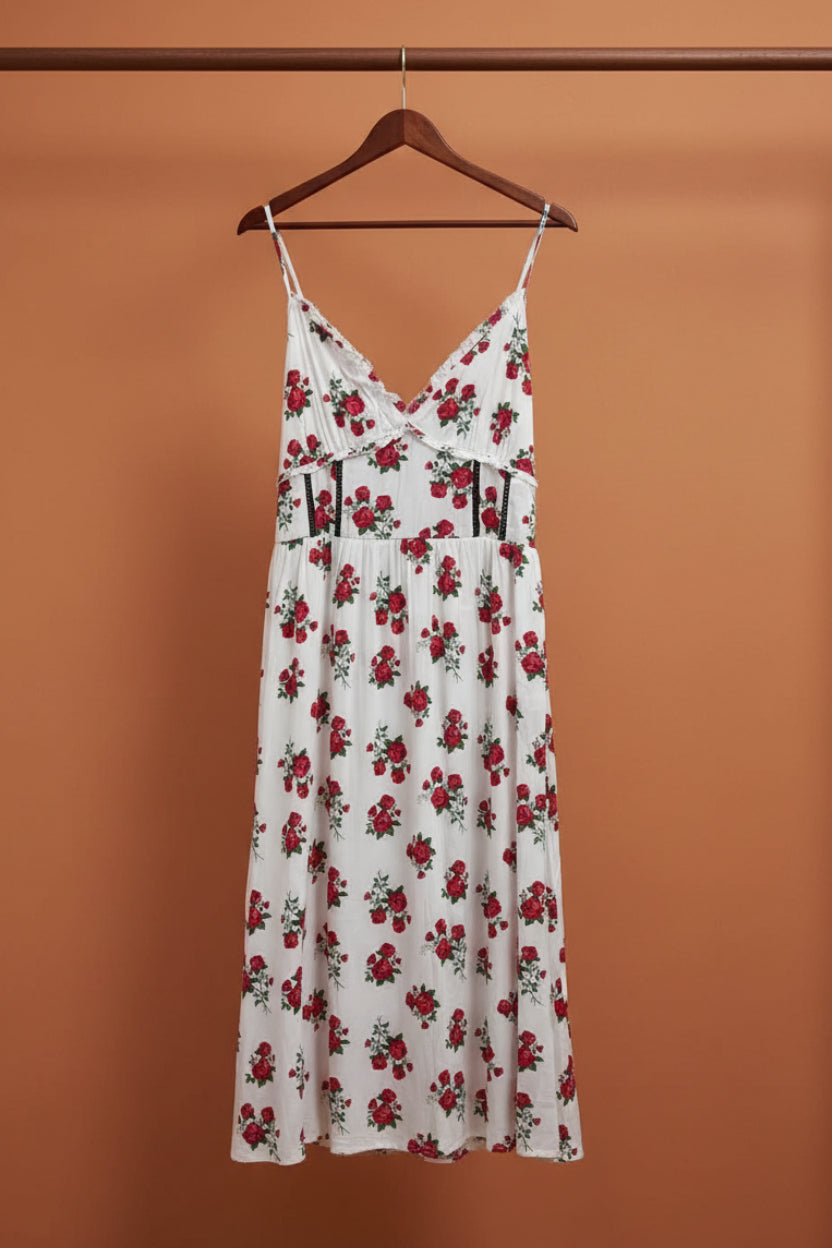 Silver CAT Women's White Floral Print Midi Dress