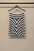 NUON Women's Navy Blue and White Striped A-Line Mini Skirt