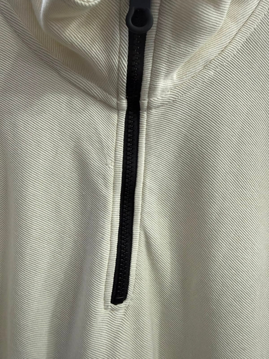 Men's Denim Tom Tailor Off-White Relaxed Fit Quarter-Zip Pullover Sweatshirt, Size XL