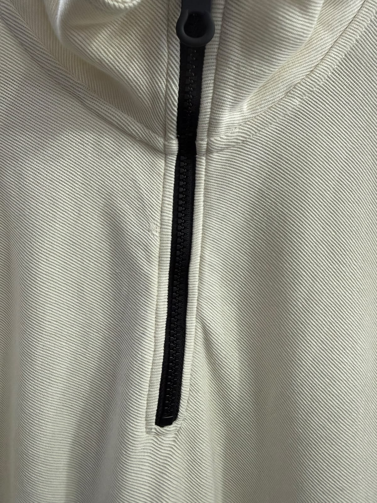 Men's Denim Tom Tailor Off-White Relaxed Fit Quarter-Zip Pullover Sweatshirt, Size XL