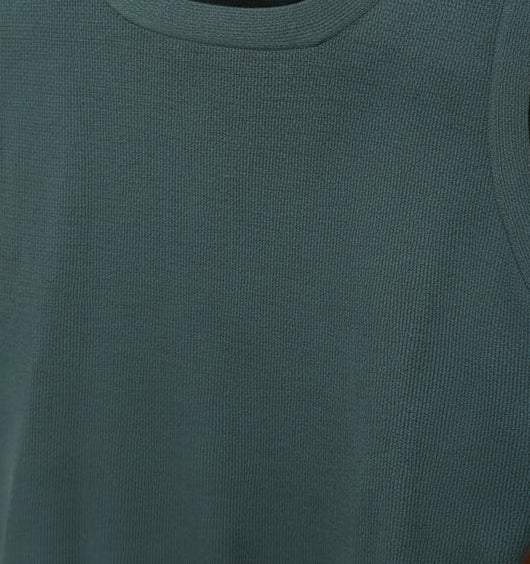 Women's Green Ribbed Knit Sleeveless Crop Top