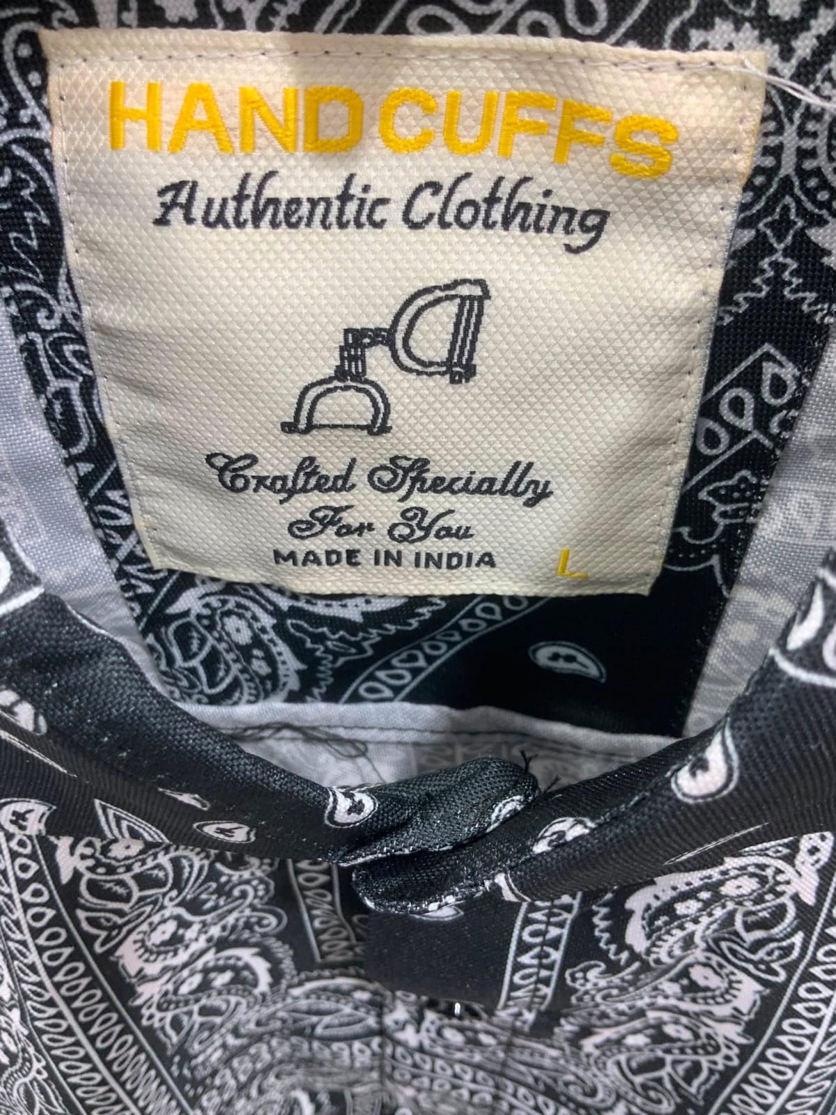 Men's Black & White Bandana Print Short Sleeve Casual Shirt