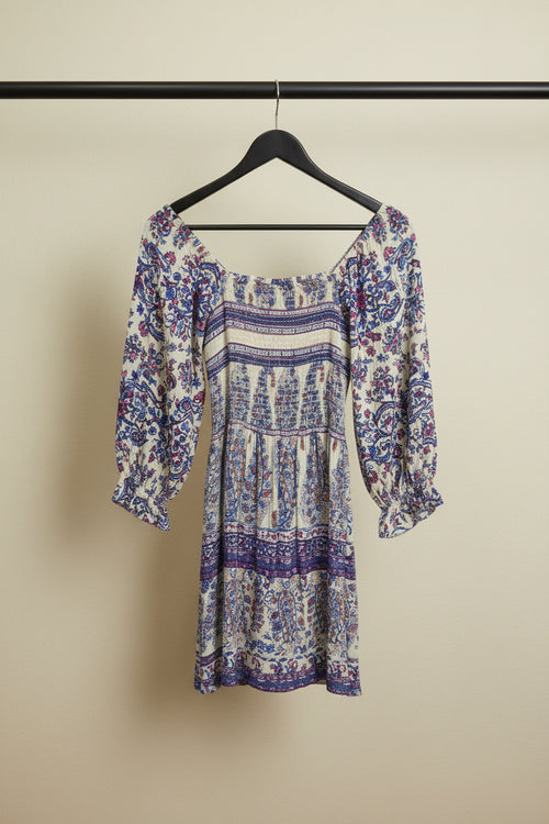 Angie Women's Multicolor Paisley Smocked Off-Shoulder Rayon Midi Dress