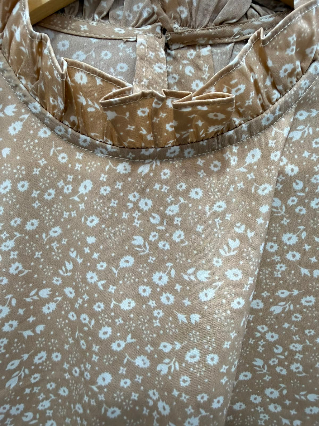 BLUE TREND Women's Beige Floral Ruffled Blouse