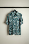 ONNY Men's Teal & White Leaf Print Short Sleeve Casual Shirt