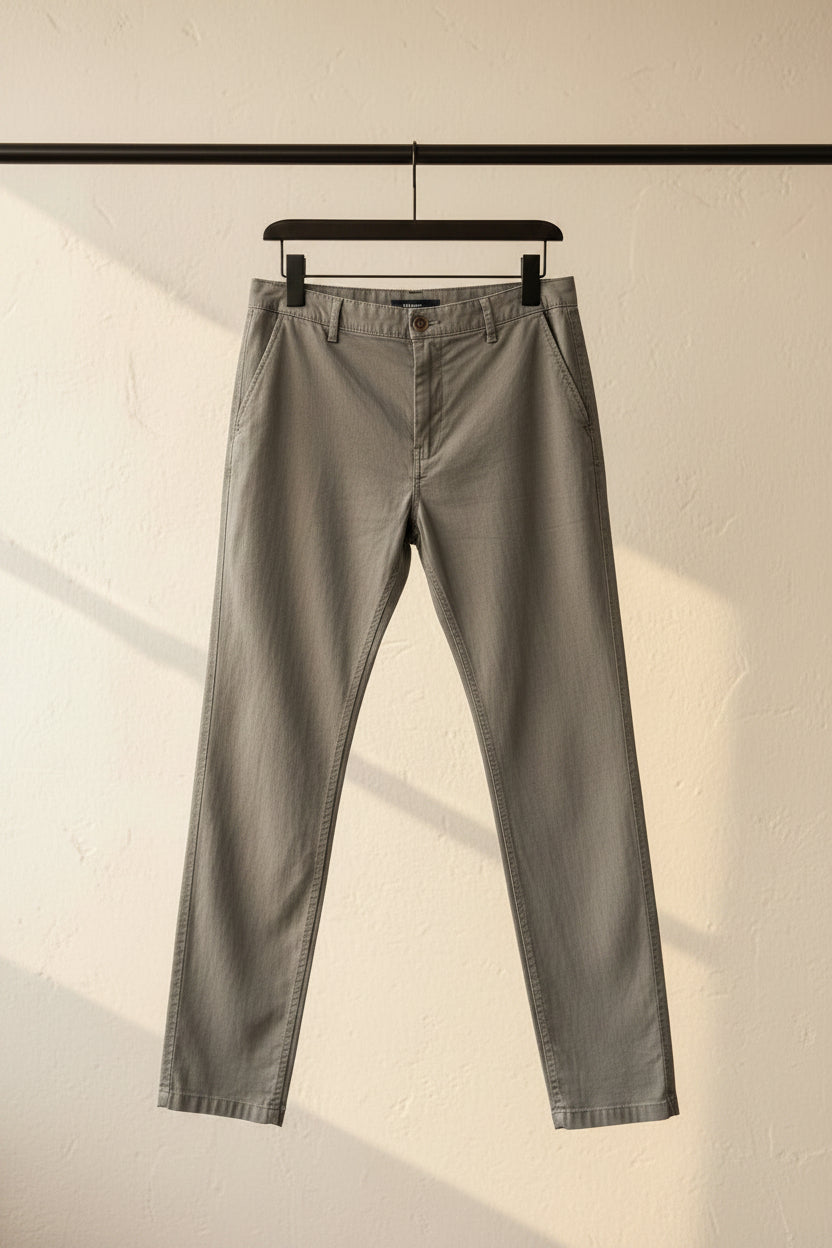 Men's Grey Cotton Chinos by 157.