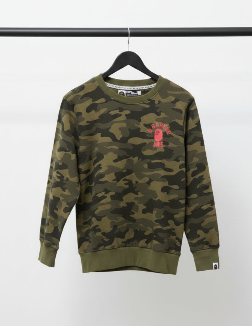 A Bathing Ape Camouflage Sweatshirt with Pink Logo