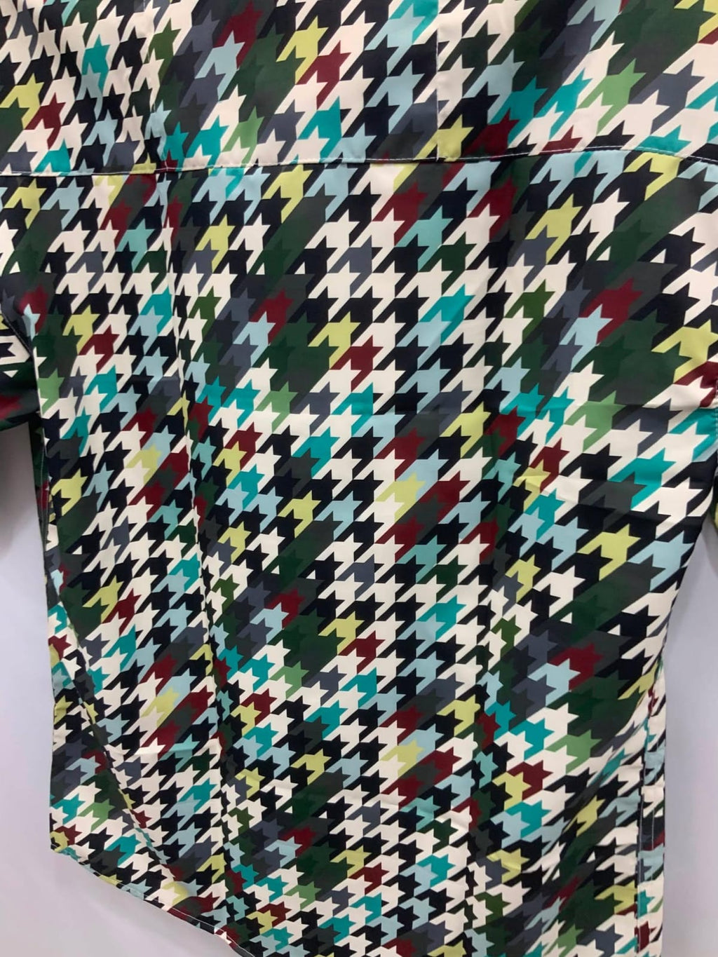 Men's Multicolor Houndstooth Print Short Sleeve Casual Shirt