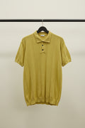 Zara Men's Green Ribbed Knit Polo Shirt