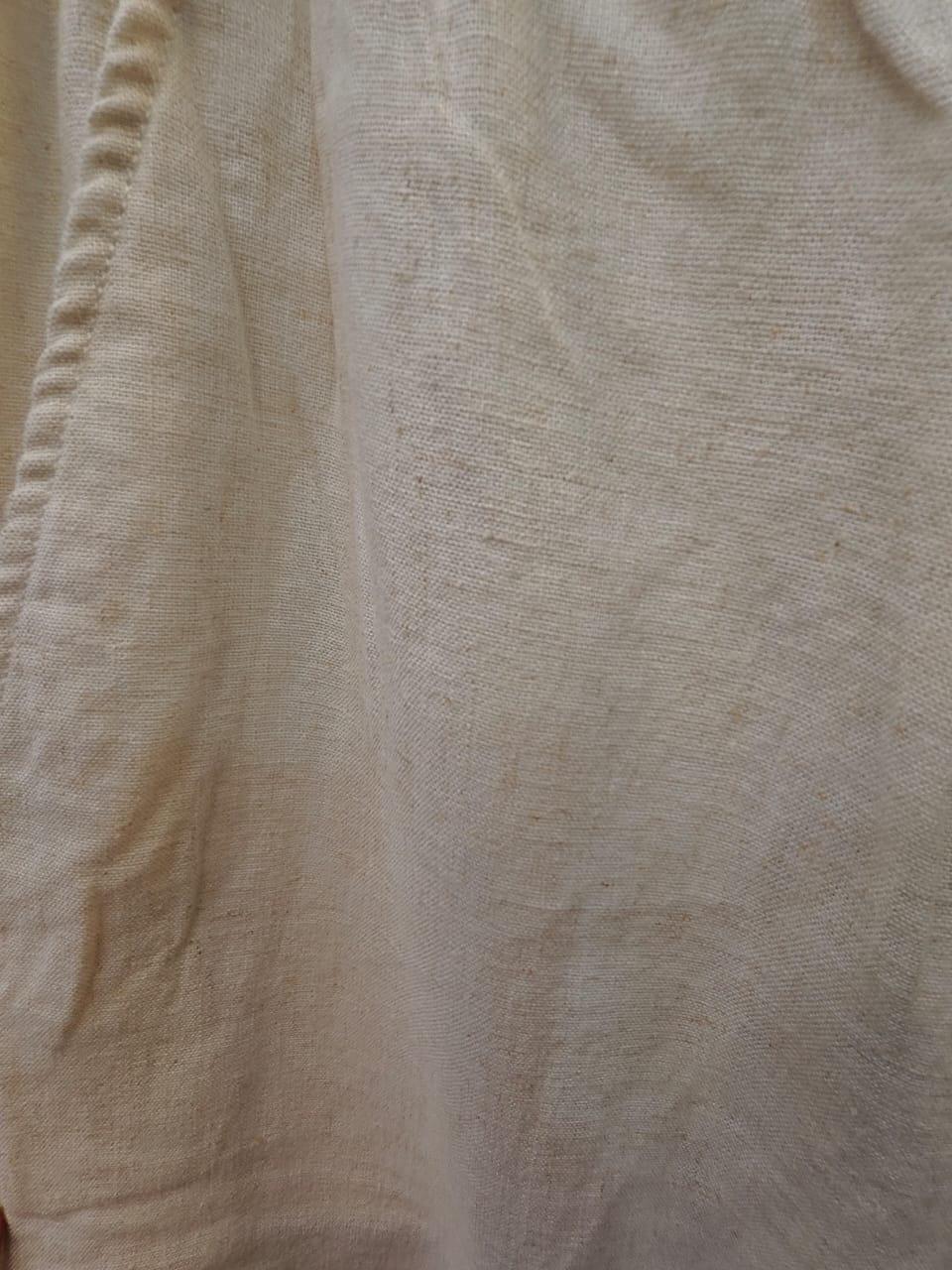 FC UTD Men's Beige Linen Blend Drawstring Relaxed Fit Trousers