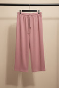Women's Pink Ribbed Wide Leg Palazzo Trousers with Drawstring Waist