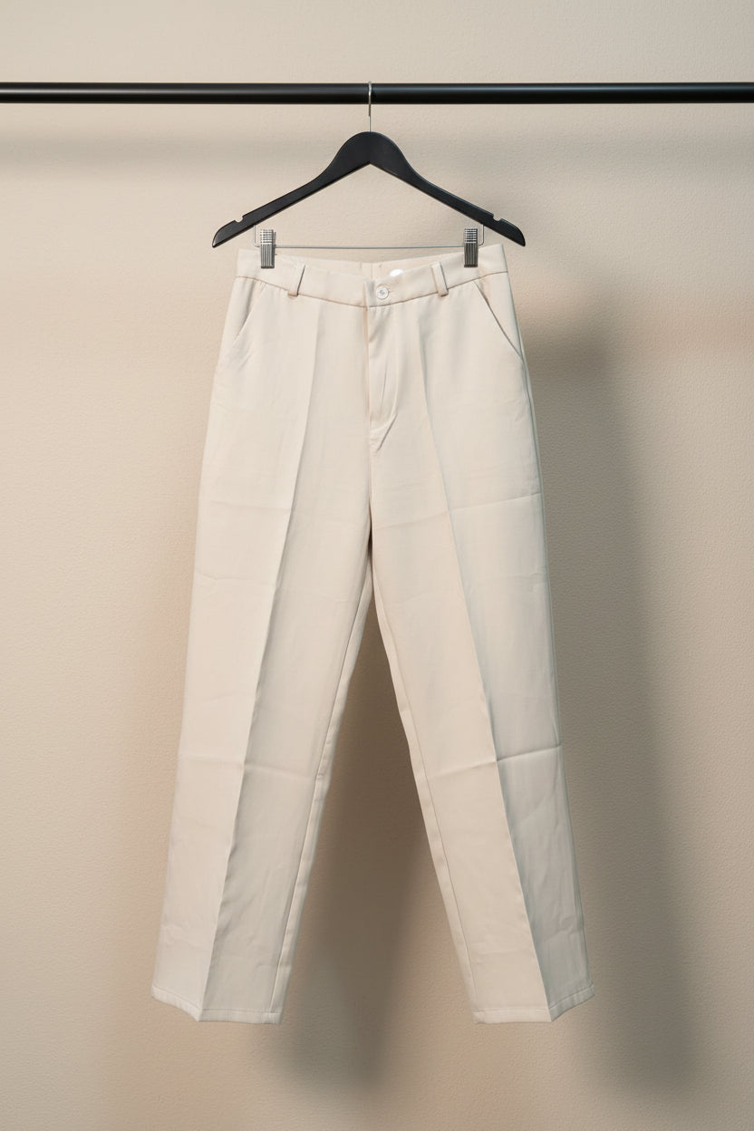 RA Garment Women's Beige Straight Fit Trousers, Size 32