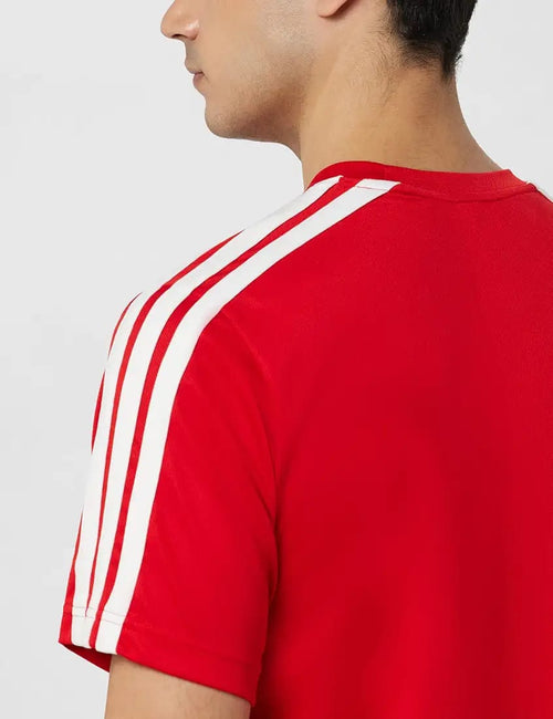 Adidas Men's Red 3-Stripes Short Sleeve T-Shirt
