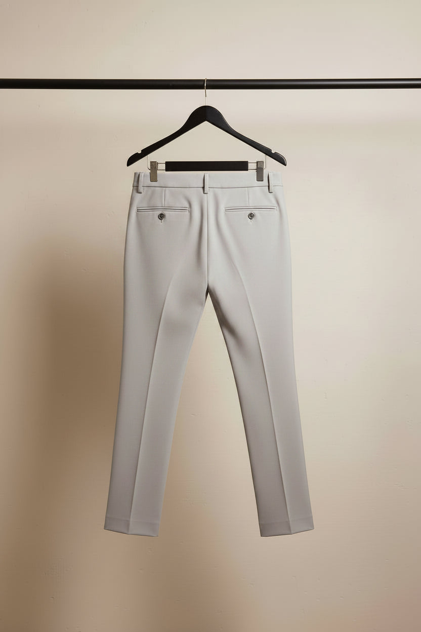 AFTERAX Men's Beige Slim Fit Formal Trousers