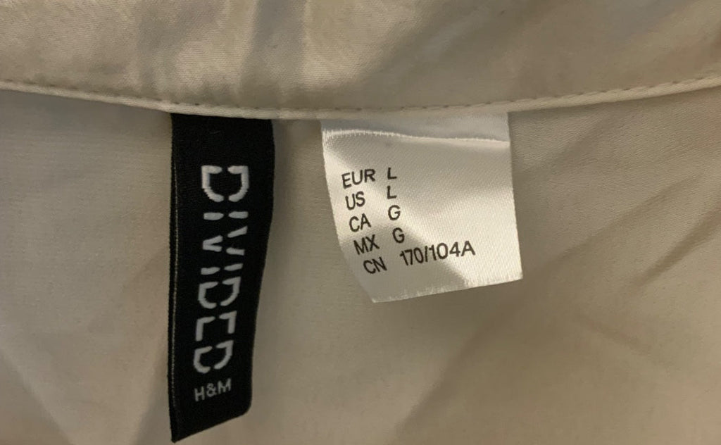 H&M Divided Women's Off-White Satin Long Sleeve Button-Up Shirt