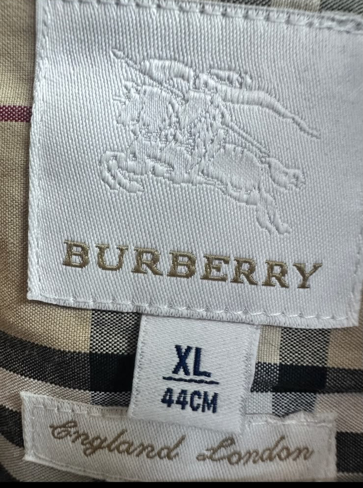 Burberry Men's Purple Long Sleeve Collared Shirt