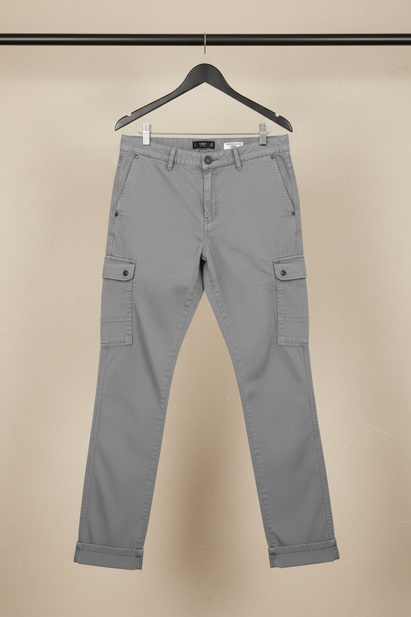 Men's Grey IVOC Slim Fit Cargo Pants