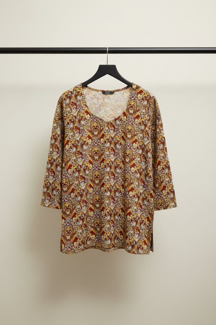 Women's Multicolor Paisley Print V-Neck Tunic Top