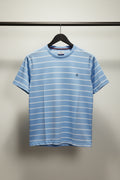 Men's American Fit Light Blue & White Striped Round Neck T-Shirt