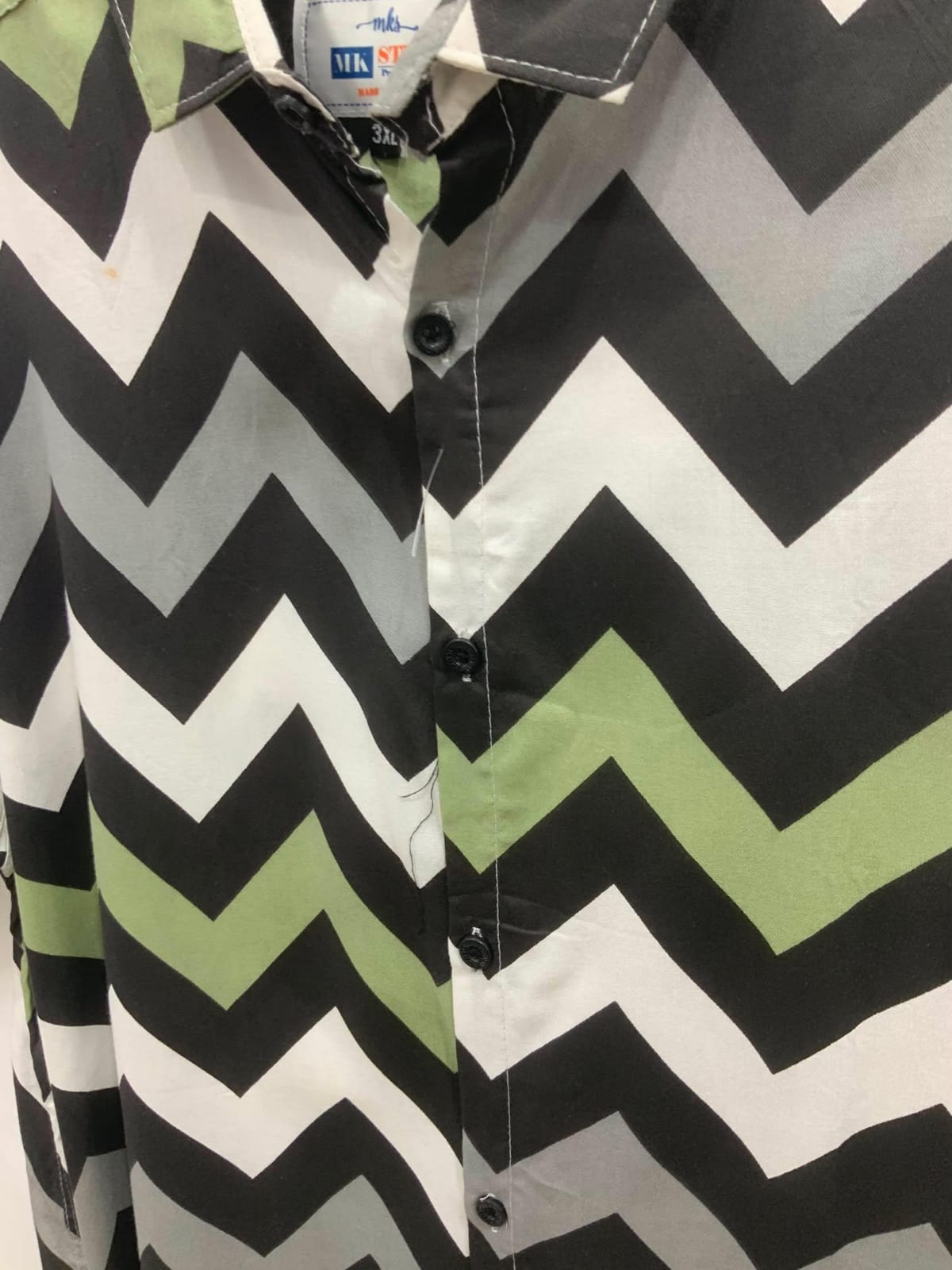 Men's MK STYLE Chevron Pattern Short Sleeve Shirt