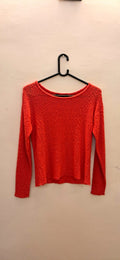 Fig Women's Red Textured Long Sleeve Top