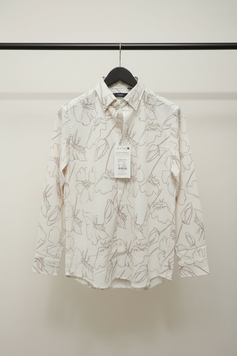 INGLISH Men's Off-White Floral Relaxed Fit Casual Shirt