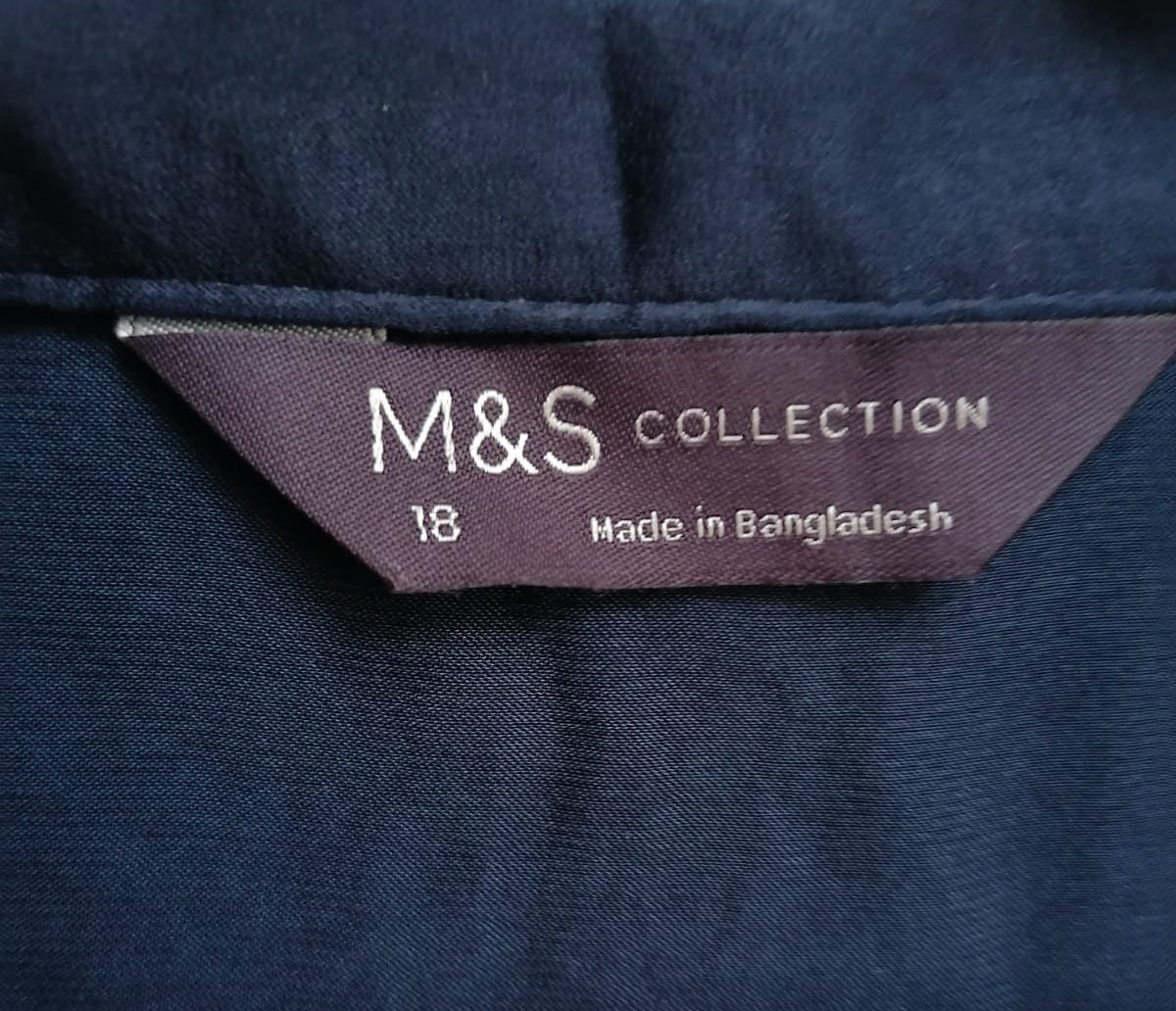 M&S Collection Women's Navy Blue Short Sleeve Collared Blouse
