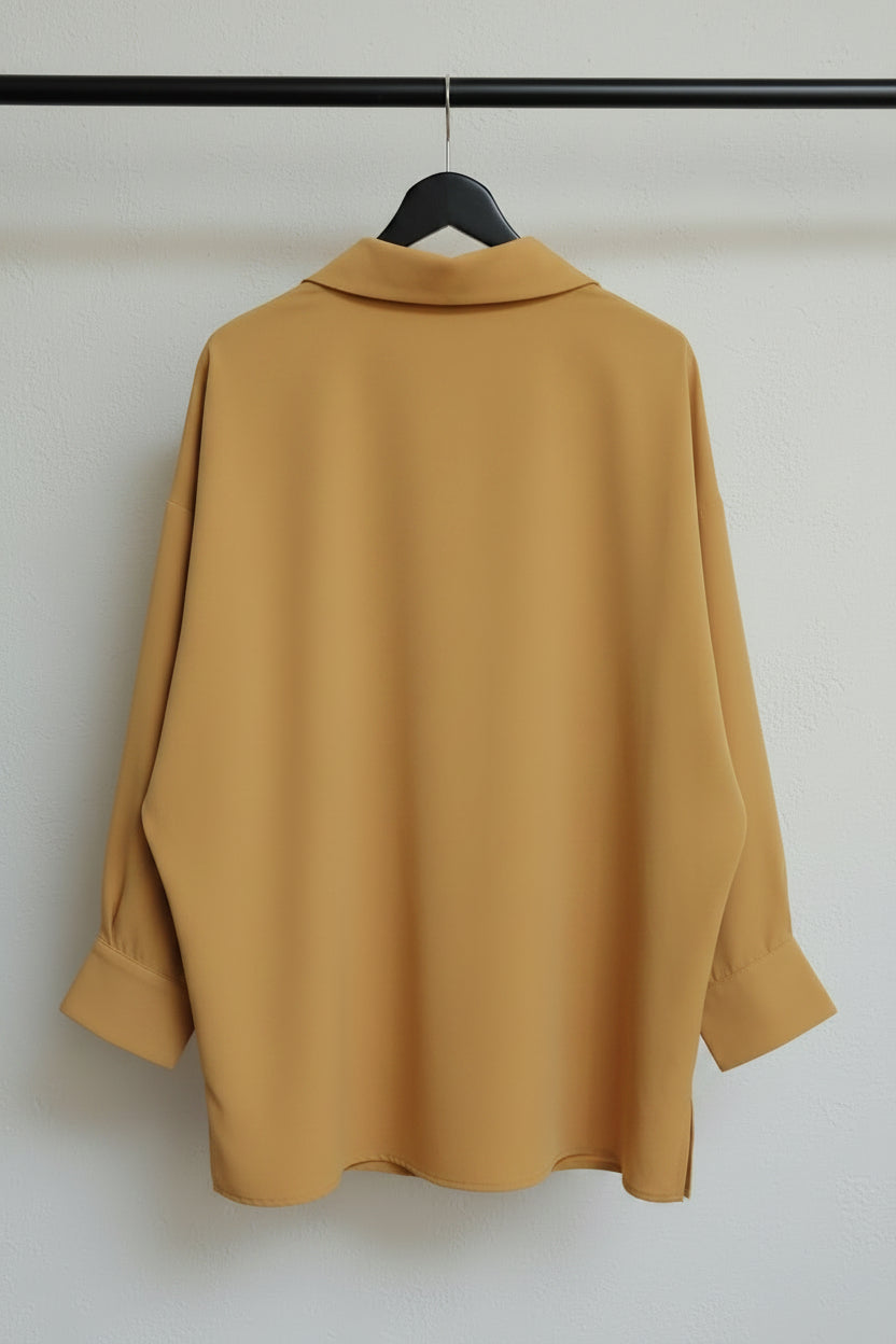 Yun Women's Mustard Oversized Long Sleeve Blouse