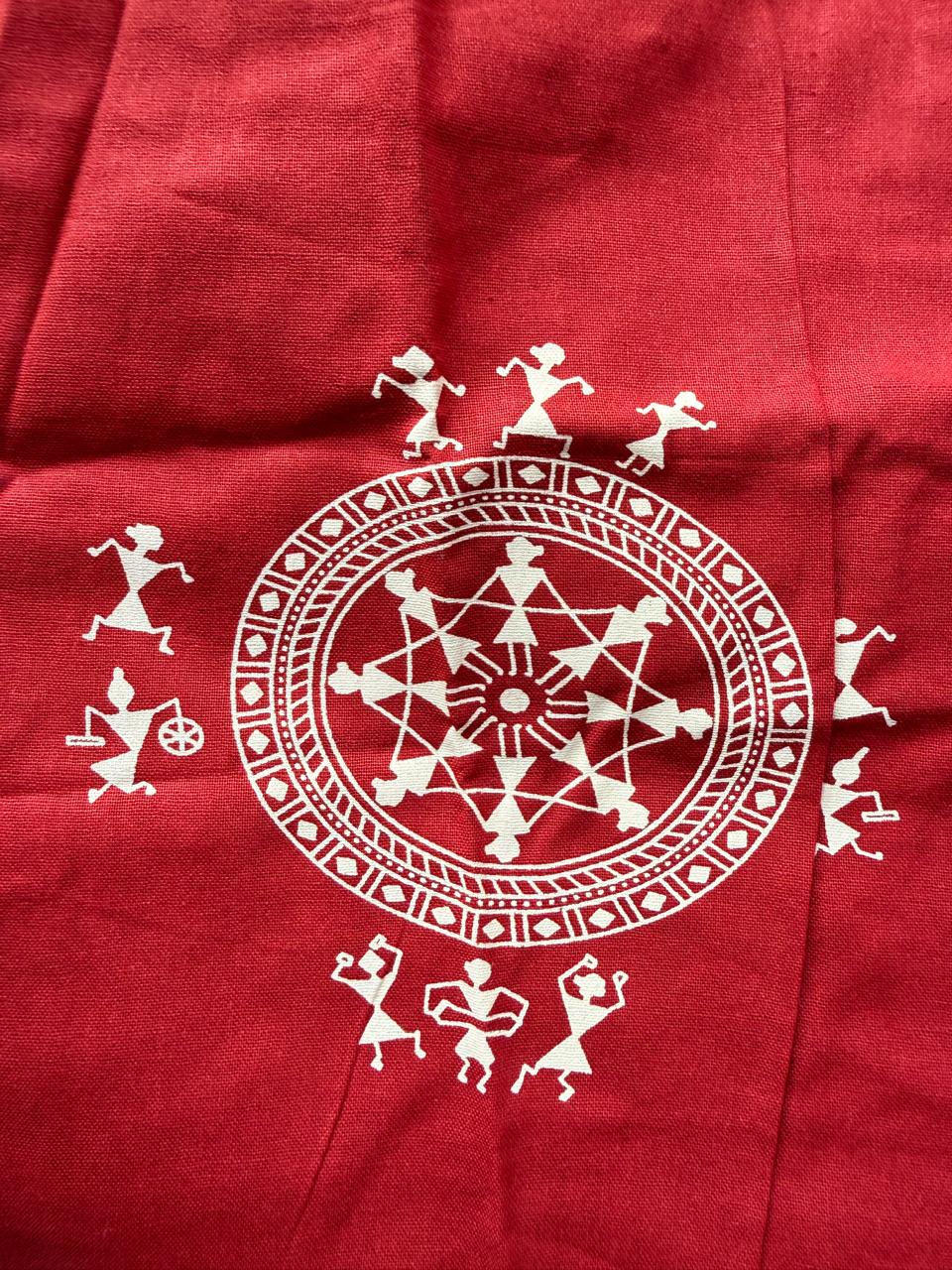 Women's Red Sleeveless Top with Ethnic Print
