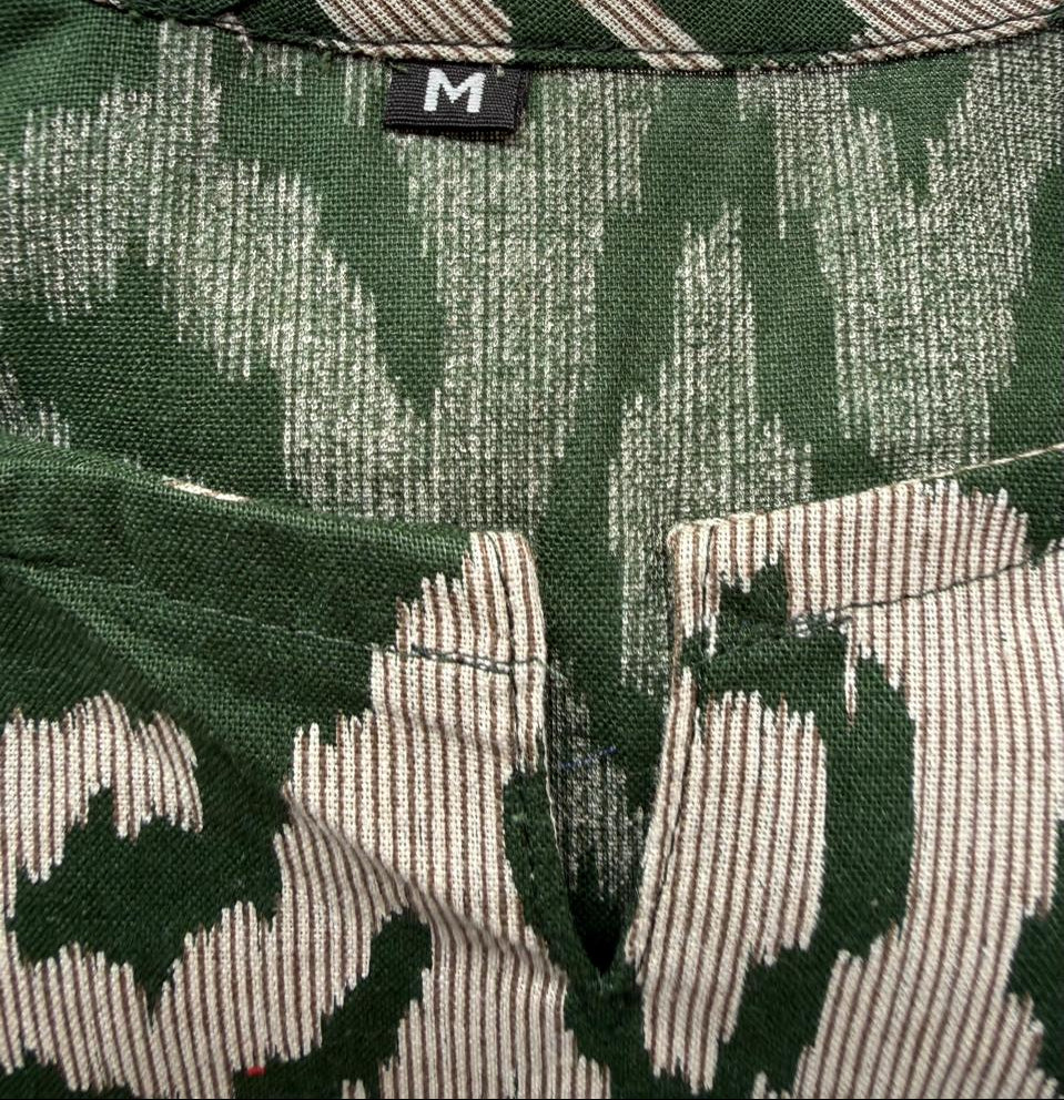 Green and Beige Ikat Print Kurta/Tunic for Women