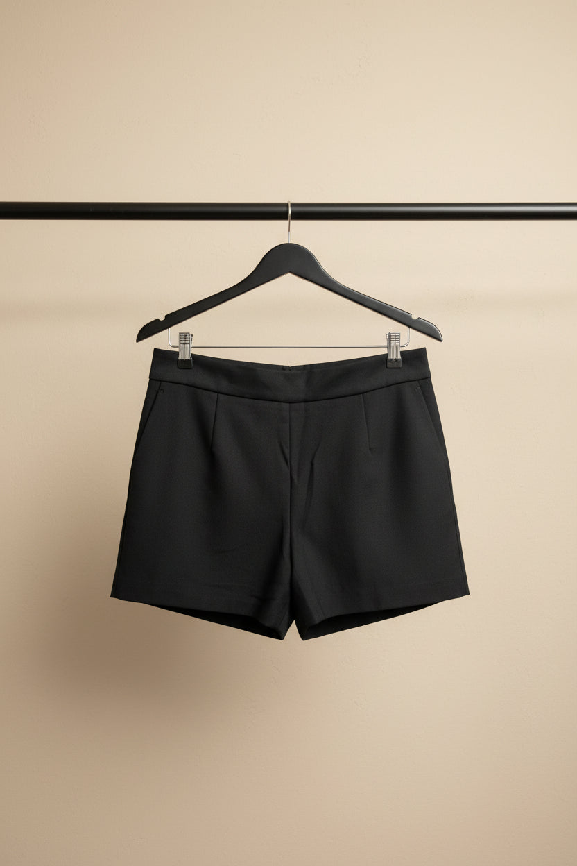 Alexander Wang Black Plaid Waistband Tailored Shorts