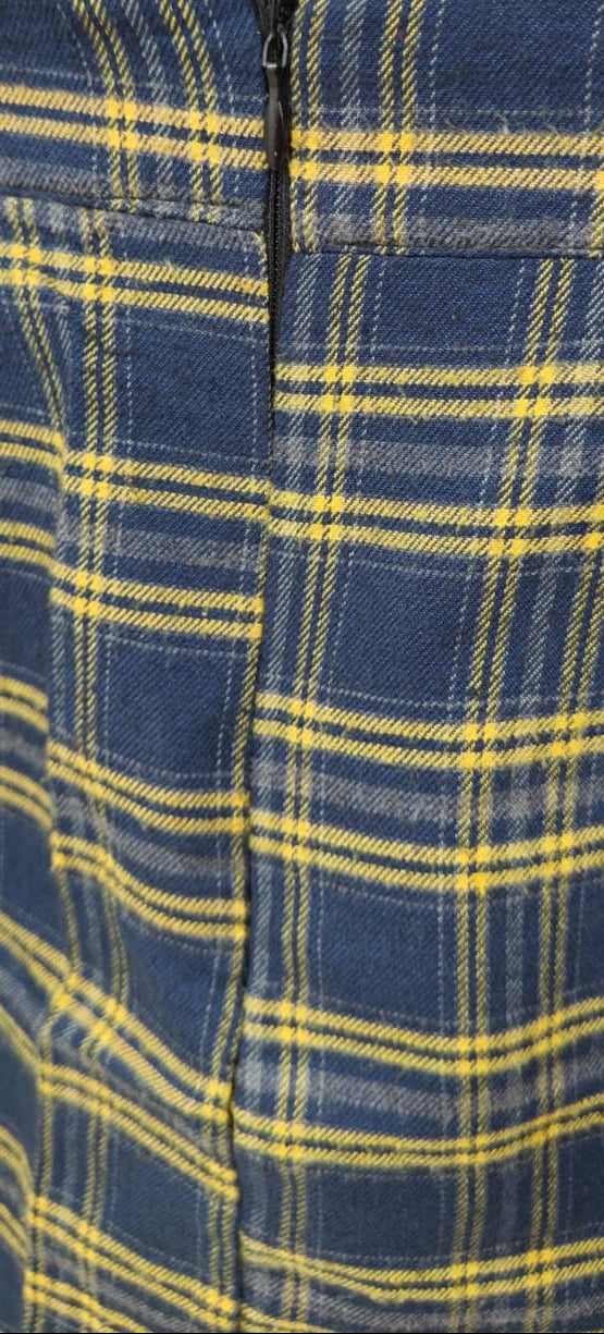 Women's Blue and Yellow Plaid A-Line Mini Skirt