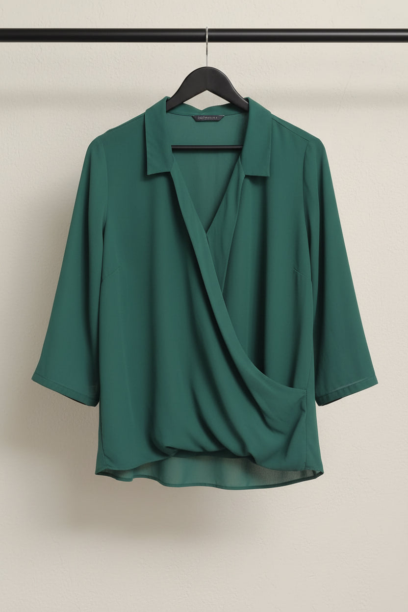 M&S COLLECTION Women's Emerald Green Wrap Blouse