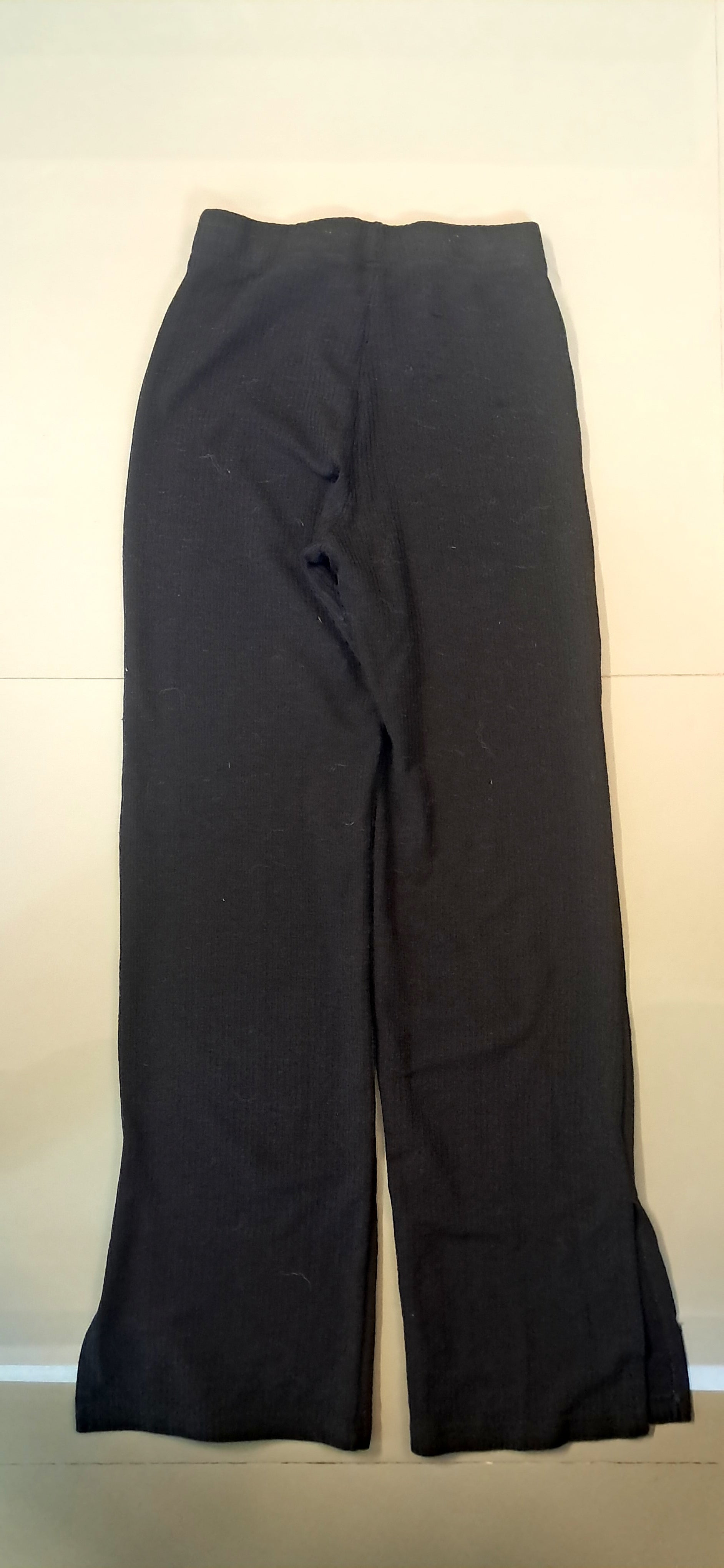 DIVIDED Women's Black Ribbed Wide Leg Trousers with Side Slits