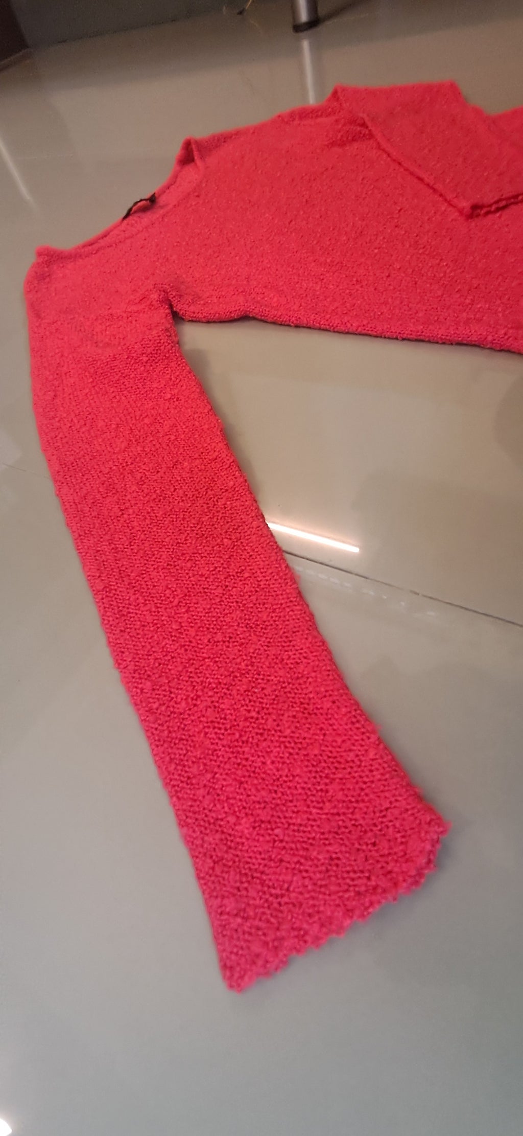 Fig Women's Hot Pink Textured Knit Long Sleeve Top