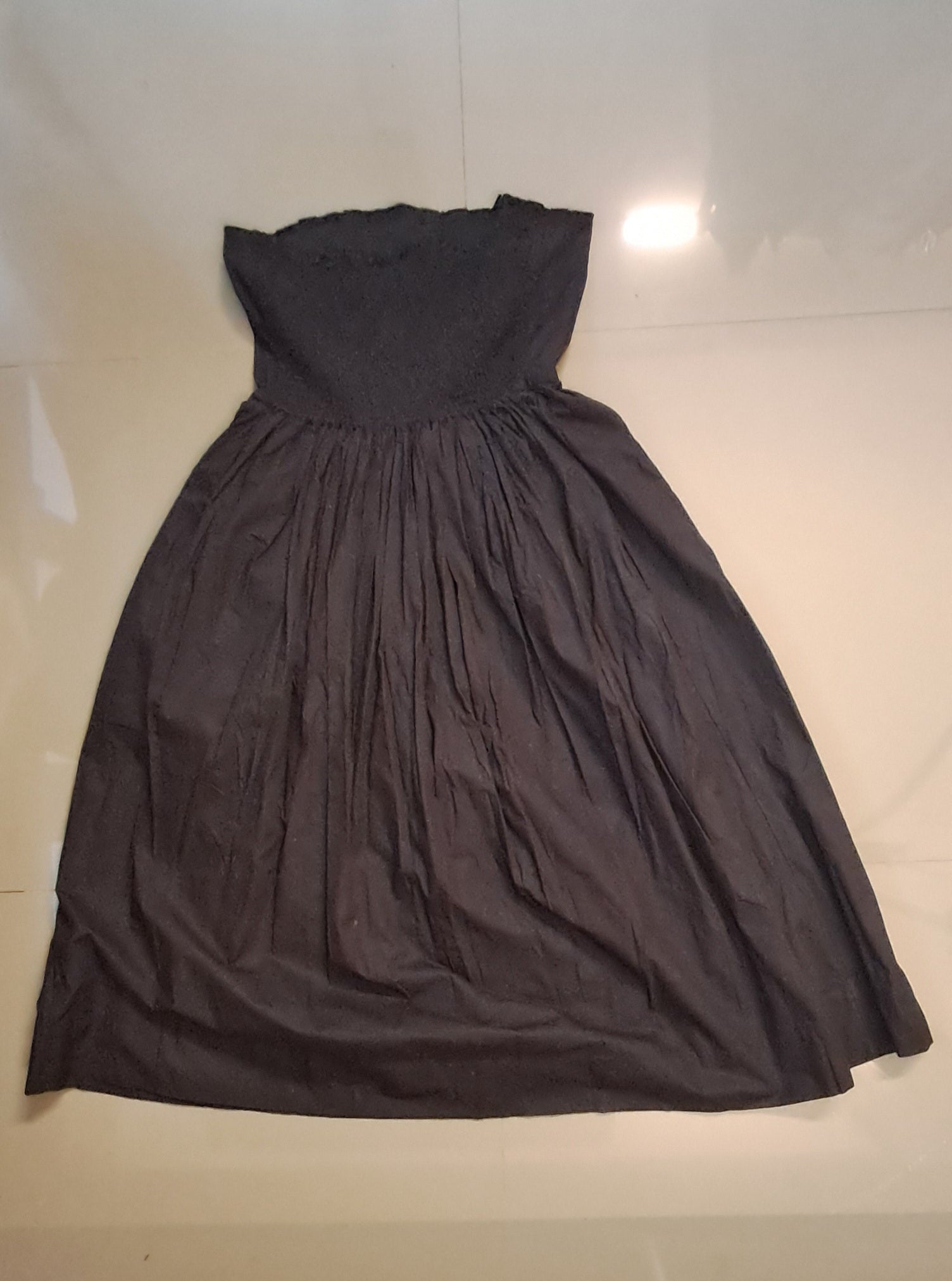 Women's Black Strapless Button-Front Pleated Midi Dress by The Label Life