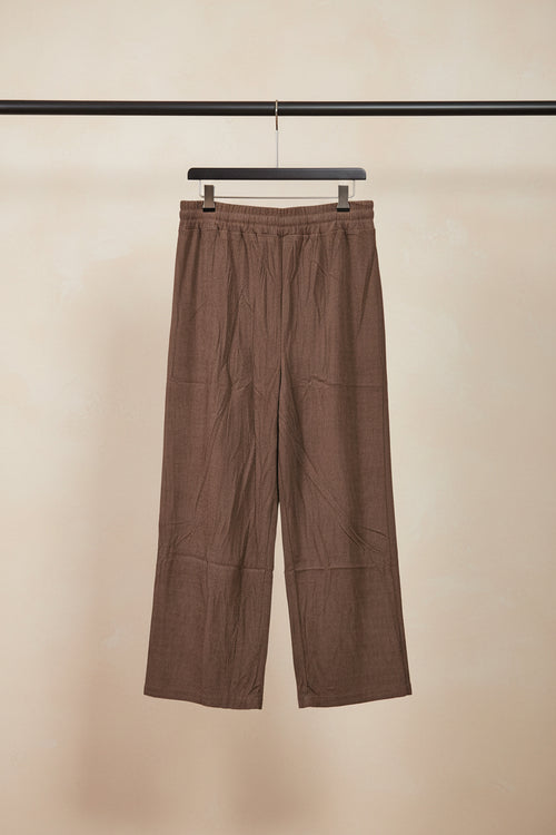 Baonuanxian Brown Corduroy Drawstring Wide Leg Trousers